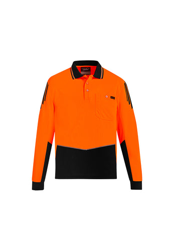 Mens Hi Vis Flux Long Sleeve Polo-ZH310-syzmik Mens Hi Vis Flux Long Sleeve Polo-ZH310-syzmik