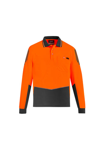 Mens Hi Vis Flux Long Sleeve Polo-ZH310-syzmik Mens Hi Vis Flux Long Sleeve Polo-ZH310-syzmik