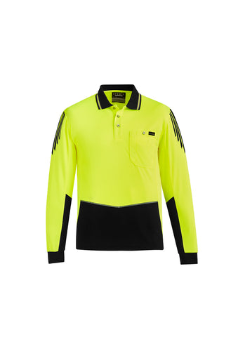 Mens Hi Vis Flux Long Sleeve Polo-ZH310-syzmik Mens Hi Vis Flux Long Sleeve Polo-ZH310-syzmik