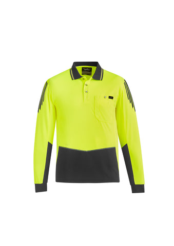 Mens Hi Vis Flux Long Sleeve Polo-ZH310-syzmik Mens Hi Vis Flux Long Sleeve Polo-ZH310-syzmik