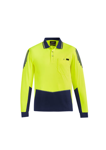 Mens Hi Vis Flux Long Sleeve Polo-ZH310-syzmik Mens Hi Vis Flux Long Sleeve Polo-ZH310-syzmik