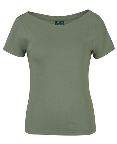 C of C  LADIES S/S BOAT NECK TEE -  1BTS