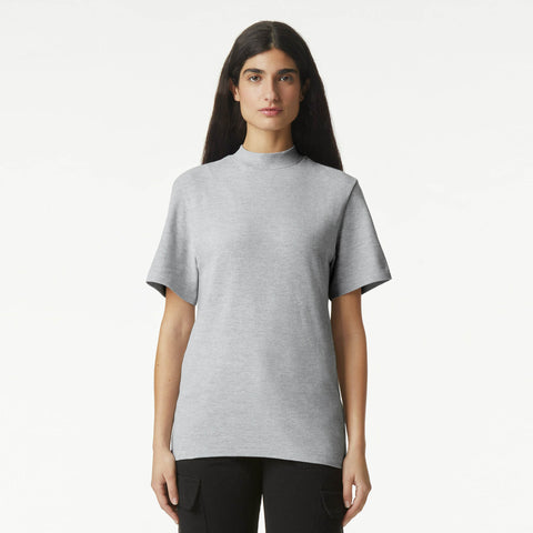 1PQ American Apparel Unisex Pique Mockneck - Heather Grey
