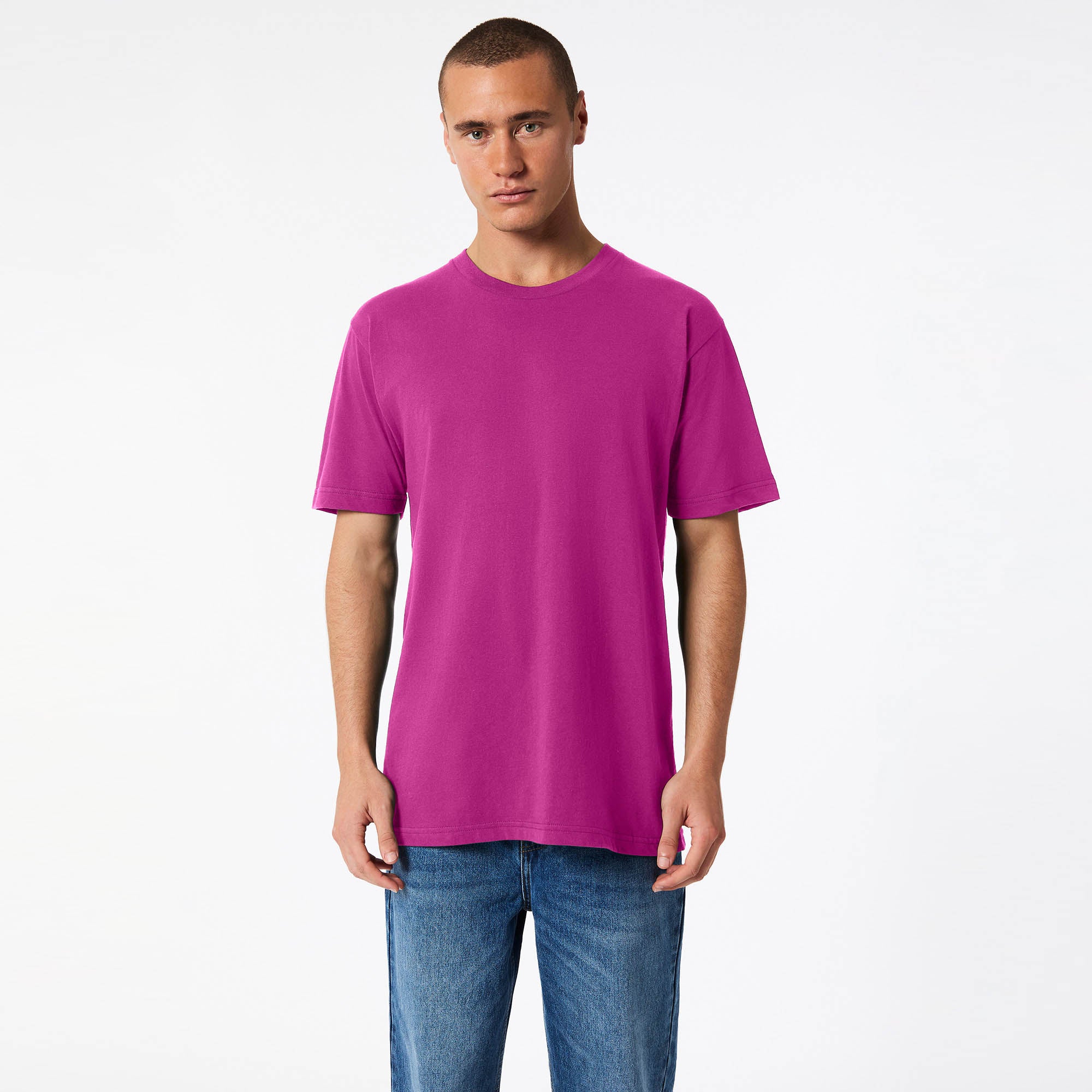 2001 American Apparel Unisex Fine Jersey Short Sleeve T-Shirt - Super Pink