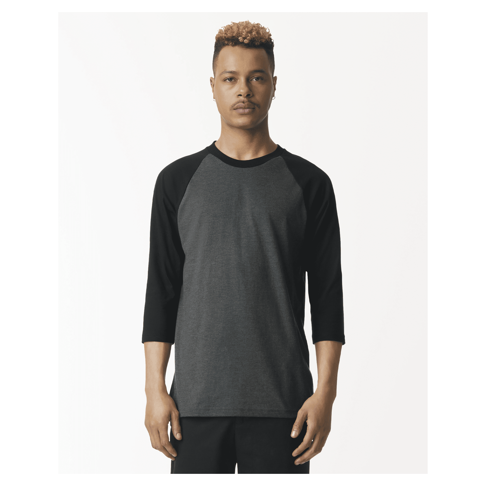 2003CVC American Apparel CVC Unisex Raglan T-shirt - Heather Charcoal/Black