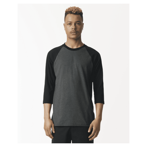 2003CVC American Apparel CVC Unisex Raglan T-shirt - Heather Charcoal/Black