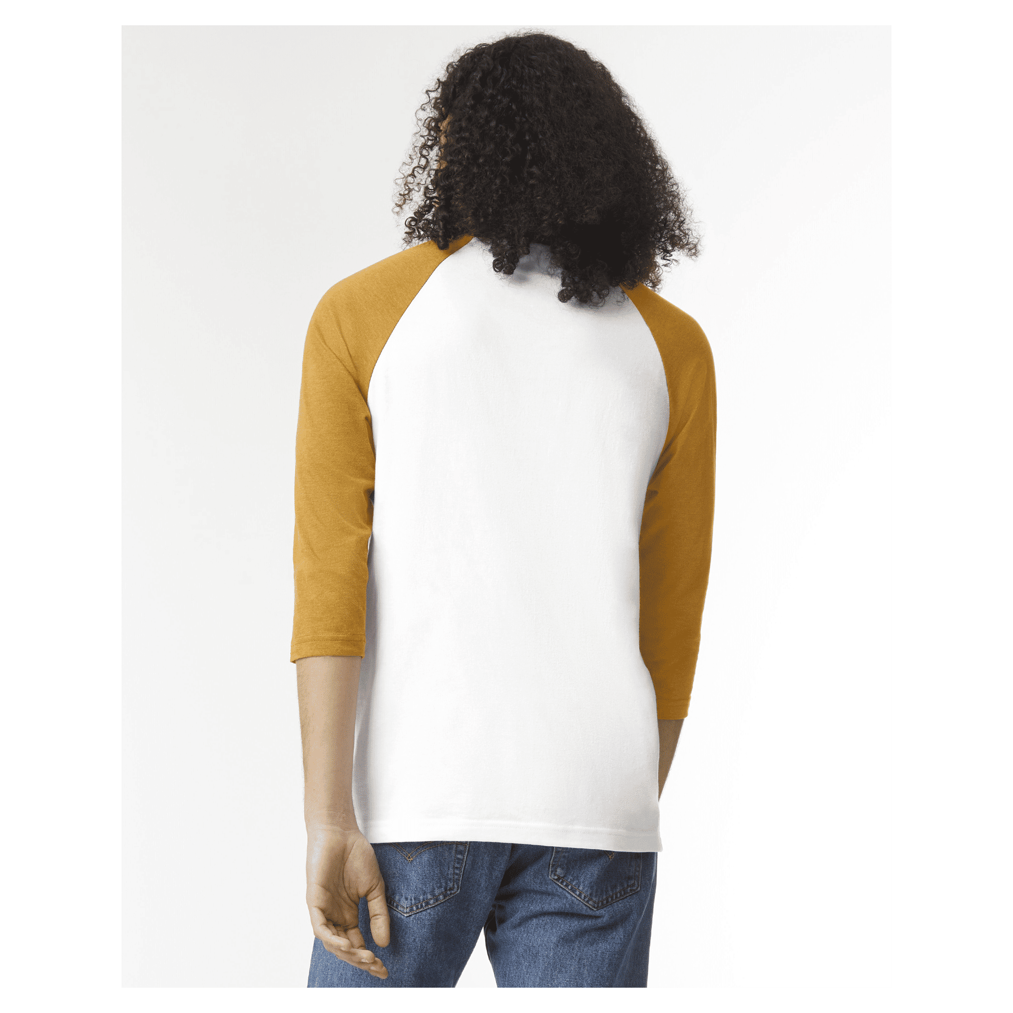 2003CVC American Apparel CVC Unisex Raglan T-shirt - White/Htr Mustard
