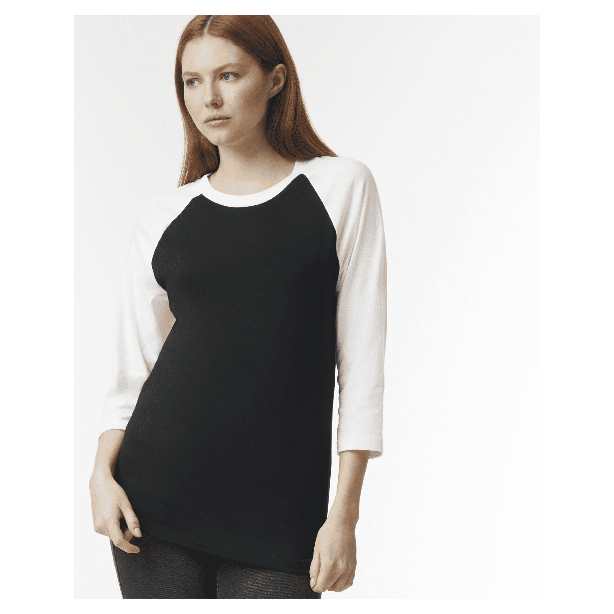 2003CVC American Apparel CVC Unisex Raglan T-shirt - Black/White