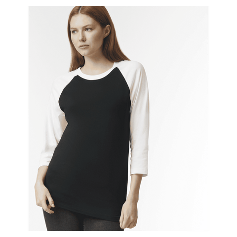 2003CVC American Apparel CVC Unisex Raglan T-shirt - Black/White