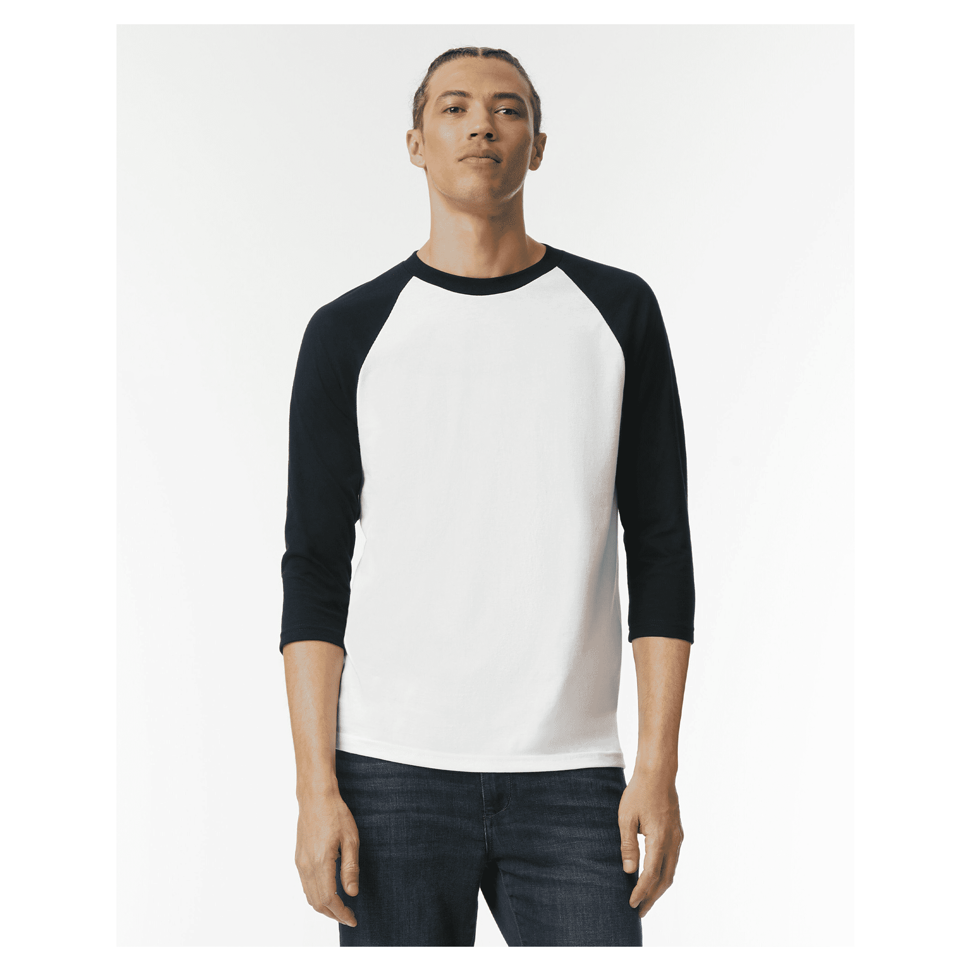 2003CVC American Apparel CVC Unisex Raglan T-shirt - White/Black
