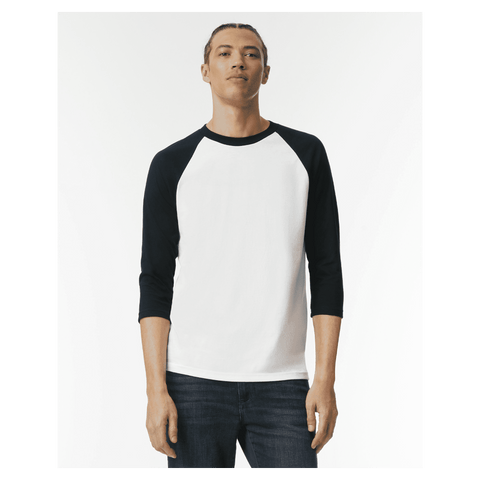 2003CVC American Apparel CVC Unisex Raglan T-shirt - White/Black