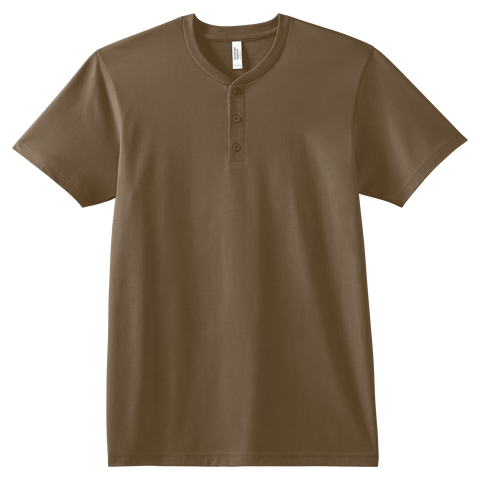 2004CVC American Apparel CVC Unisex Henley T-shirt - Heather Army