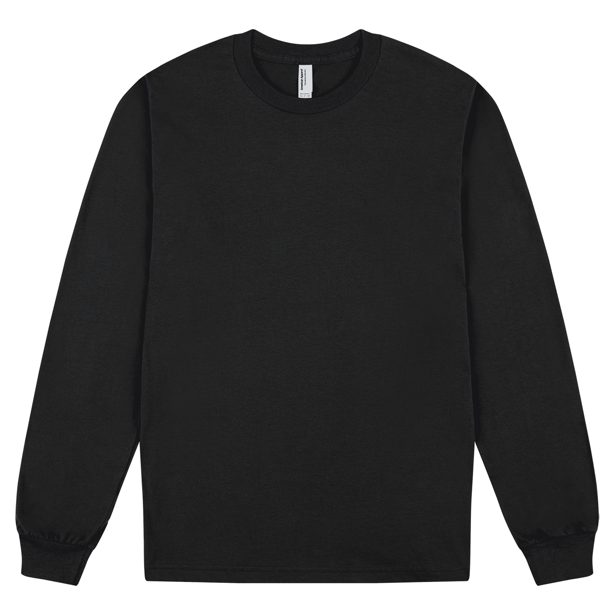 2007W American Apparel Cotton Long Sleeve Fine Jersey T-shirt - Black