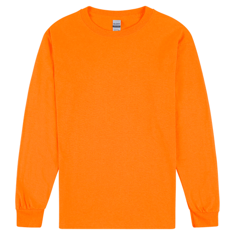 2400 Gildan Ultra Cotton Adult Long Sleeve T-Shirt - Safety Orange