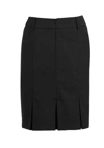 Comfort Wool Stretch Womens Multi-Pleat Skirt Black back view