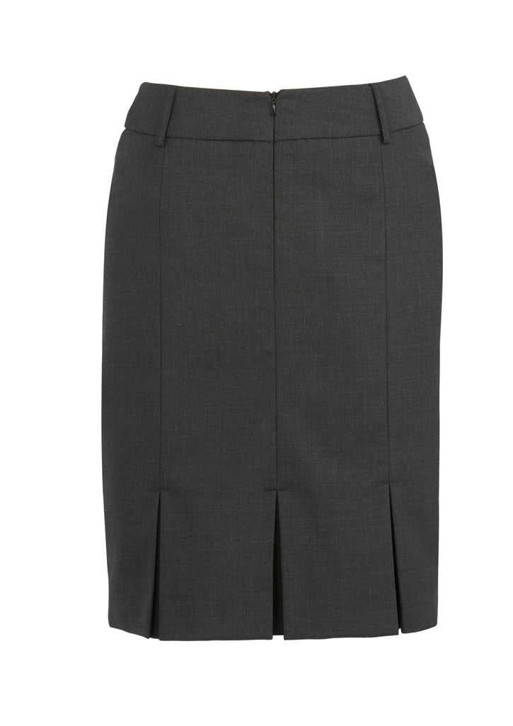 Comfort Wool Stretch Womens Multi-Pleat Skirt Charcoal back view