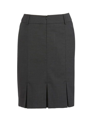 Comfort Wool Stretch Womens Multi-Pleat Skirt Charcoal back view