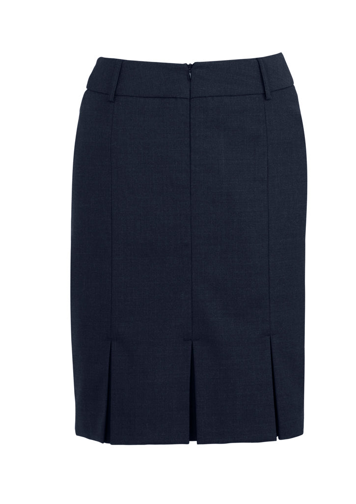 Comfort Wool Stretch Womens Multi-Pleat Skirt Navy back view