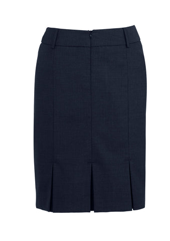 Comfort Wool Stretch Womens Multi-Pleat Skirt Navy back view