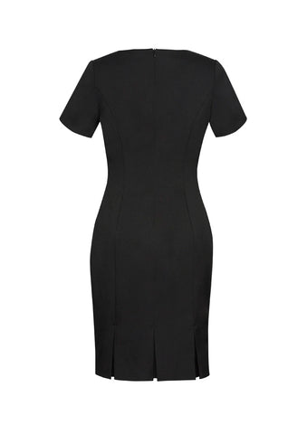 Cool Stretch Womens Short Sleeve Shift Dress Black back view
