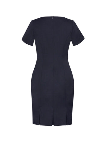 Cool Stretch Womens Short Sleeve Shift Dress Navy back view