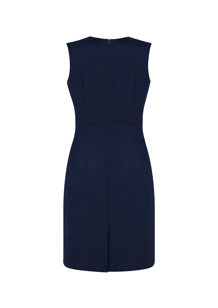 Cool Stretch Womens Sleeveless V-Neck Dress Navy back view