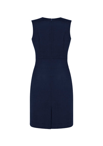 Cool Stretch Womens Sleeveless V-Neck Dress Navy back view