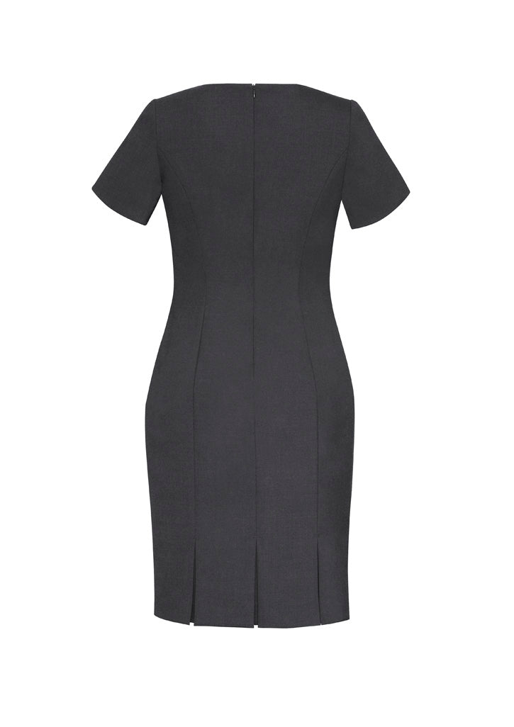 Comfort Wool Stretch Womens Short Sleeve Shift Dress Charcoal back view