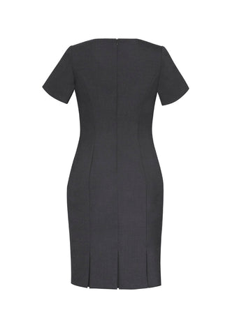 Comfort Wool Stretch Womens Short Sleeve Shift Dress Charcoal back view