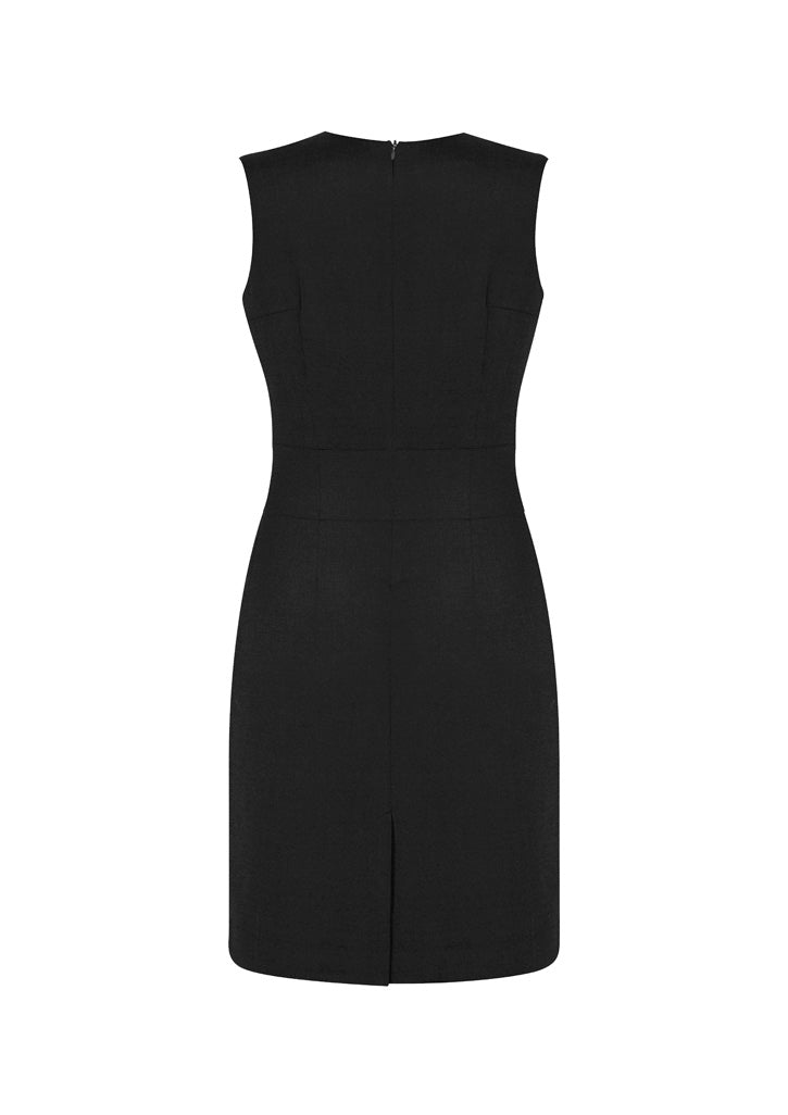 Comfort Wool Stretch Womens Sleeveless V-Neck Dress Black back view