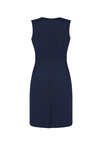 Comfort Wool Stretch Womens Sleeveless V-Neck Dress Navy back view