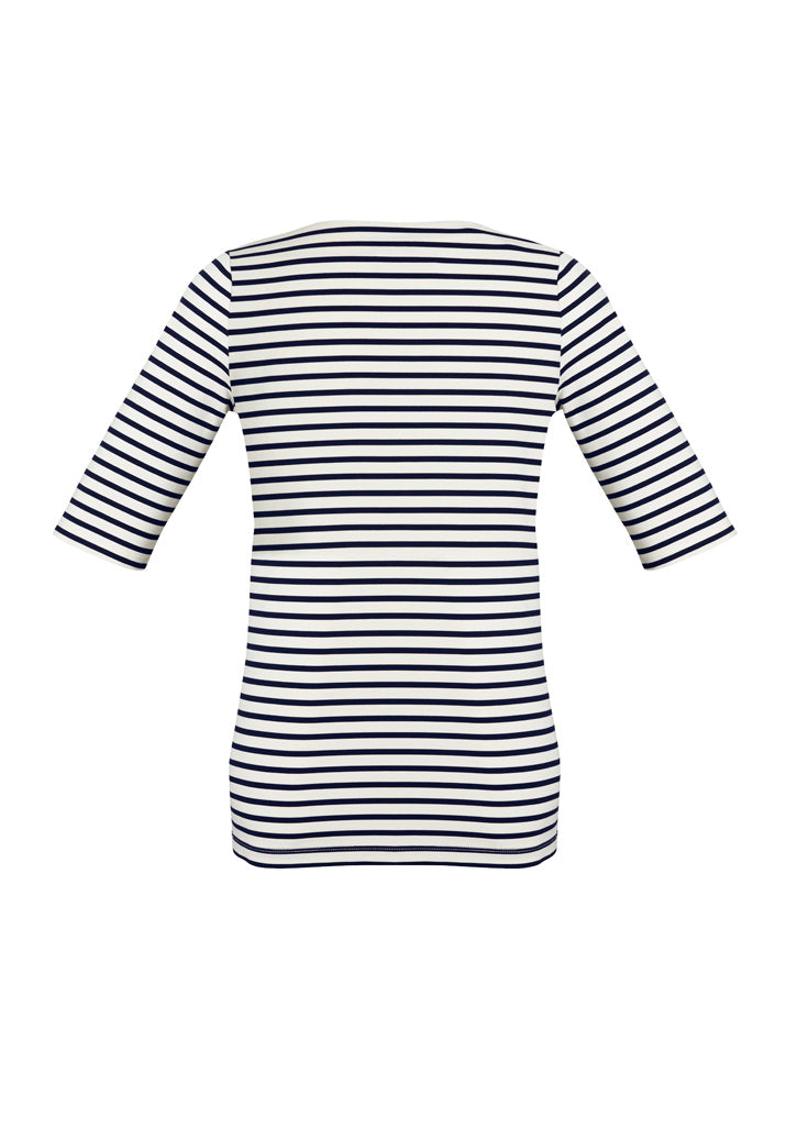 Camille Womens Short Sleeve T-Top Dark Navy/Ivory back view