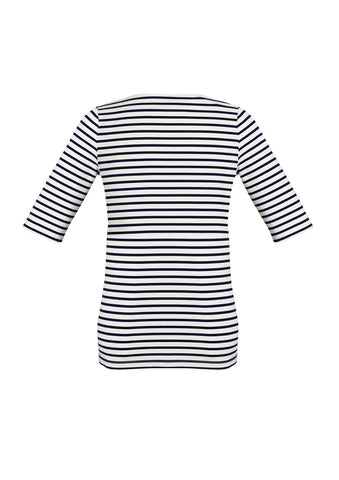 Camille Womens Short Sleeve T-Top Dark Navy/Ivory back view