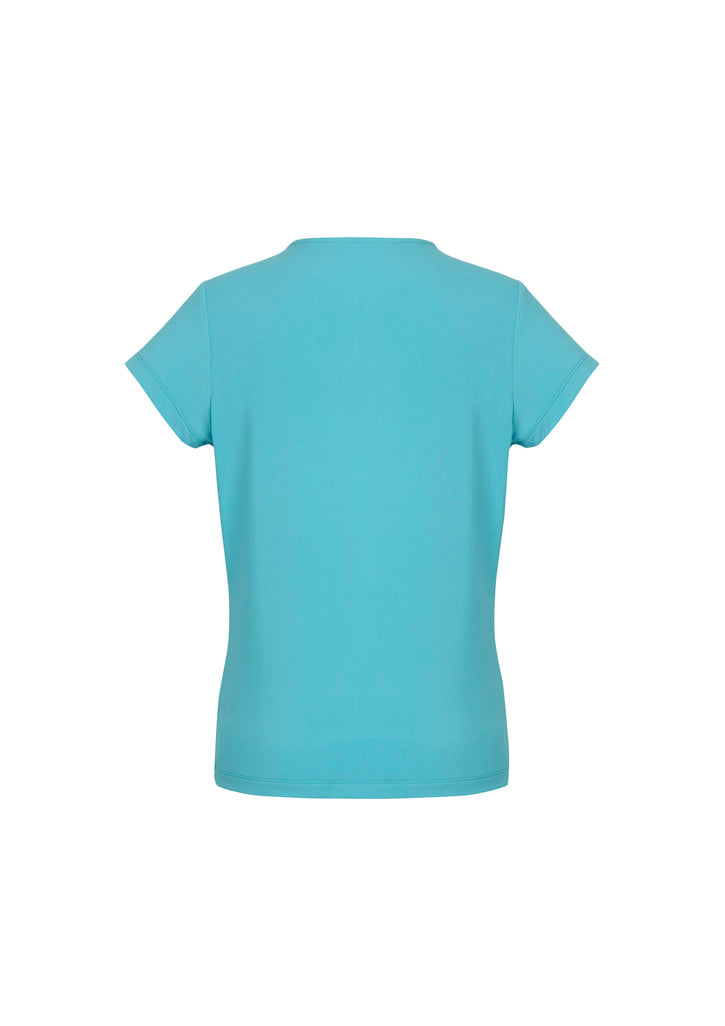 Blaise Womens Short Sleeve Top Aqua back view
