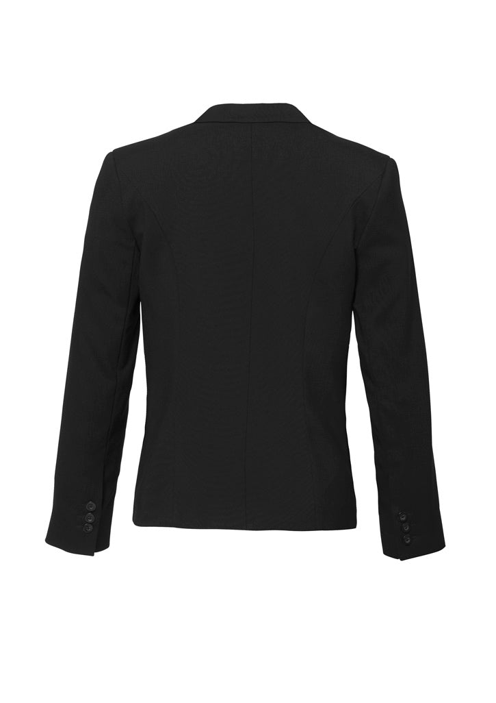 Cool Stretch Womens Short Jacket with Reverse Lapel Black back view