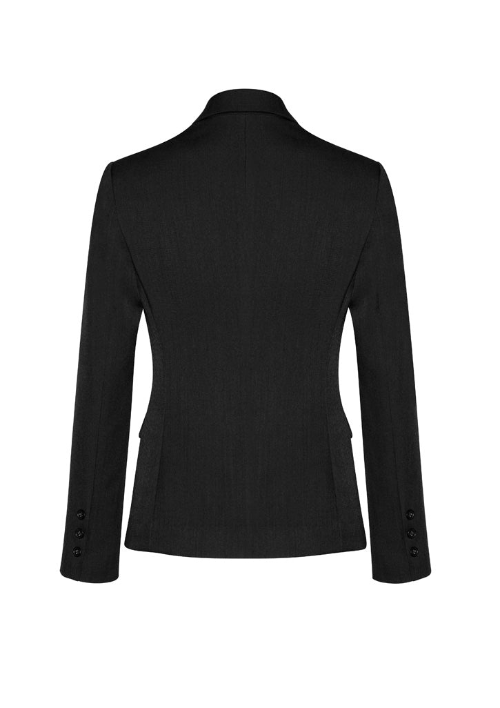 Cool Stretch Womens 2 Button Mid Length Jacket Black back view