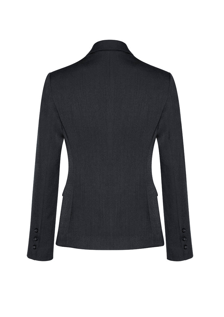 Cool Stretch Womens 2 Button Mid Length Jacket Charcoal back view