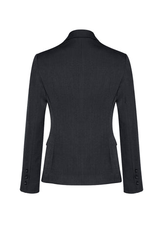 Cool Stretch Womens 2 Button Mid Length Jacket Charcoal back view
