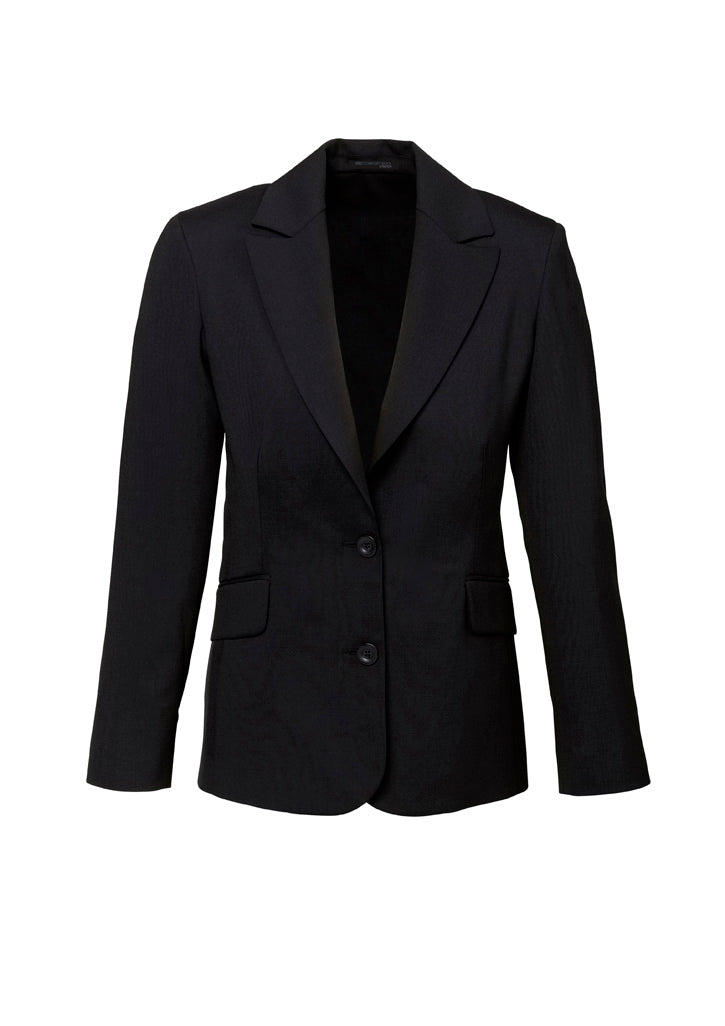 Comfort Wool Stretch Womens Longline Jacket Black front view
