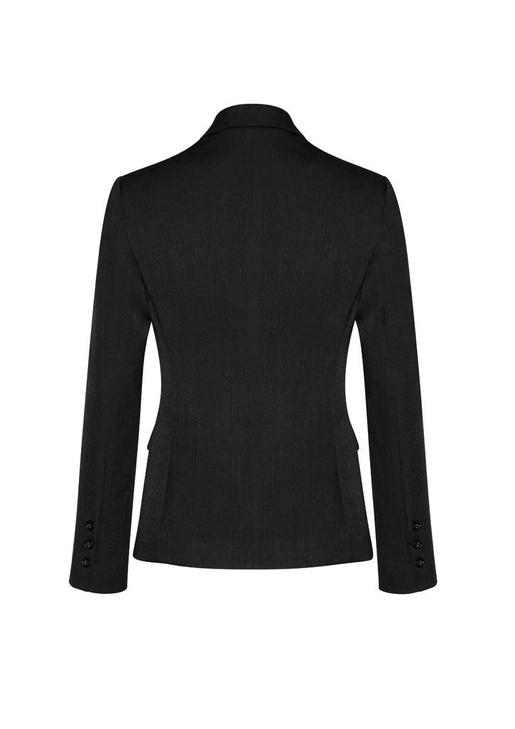 Comfort Wool Stretch Womens 2 Button Mid Length Jacket Black back view