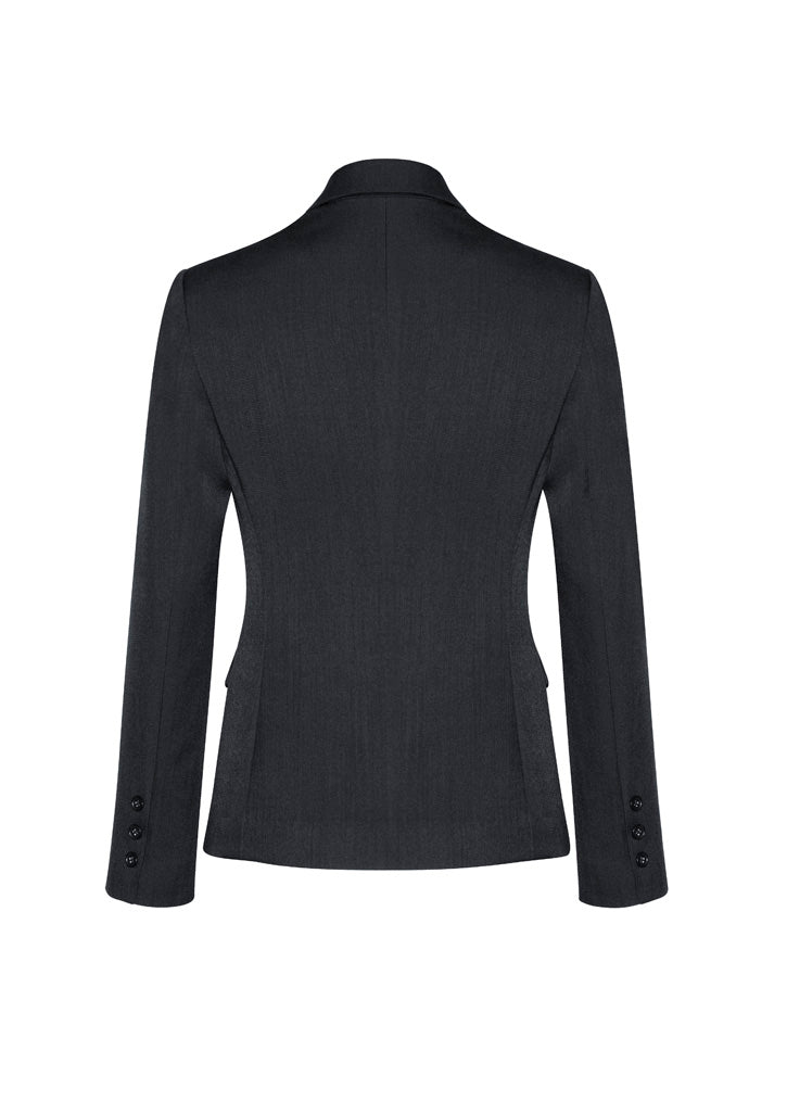 Comfort Wool Stretch Womens 2 Button Mid Length Jacket Charcoal back view