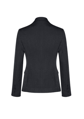 Comfort Wool Stretch Womens 2 Button Mid Length Jacket Charcoal back view