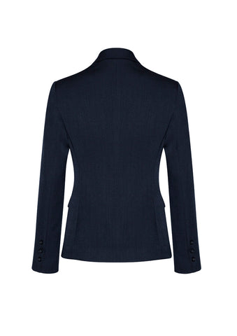 Comfort Wool Stretch Womens 2 Button Mid Length Jacket Navy back view