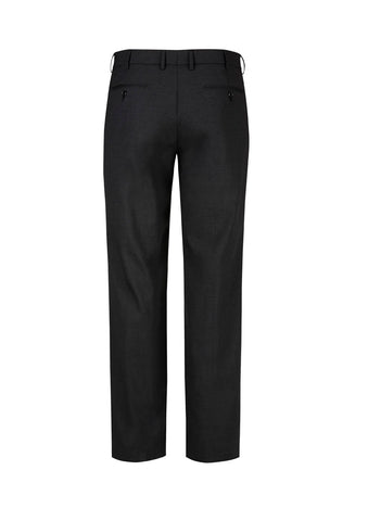 Comfort Wool Stretch Mens Flat Front Pant Black back view