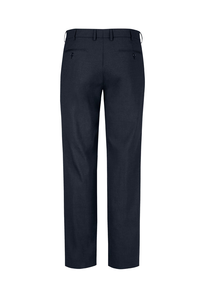Comfort Wool Stretch Mens Flat Front Pant Navy back view