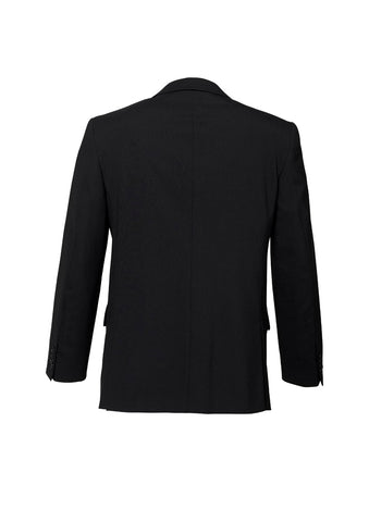 Comfort Wool Stretch Mens 2 Button Classic Jacket Black back view