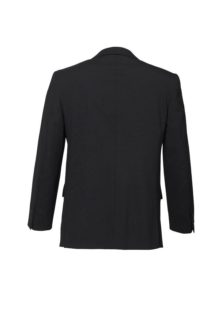 Comfort Wool Stretch Mens 2 Button Classic Jacket Charcoal back view