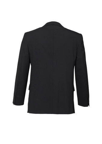 Comfort Wool Stretch Mens 2 Button Classic Jacket Charcoal back view