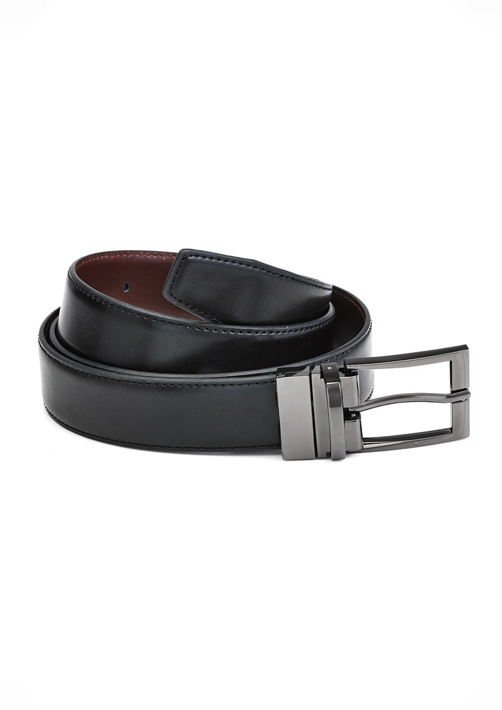 Leather Mens Reversible Belt Black/Brown front view