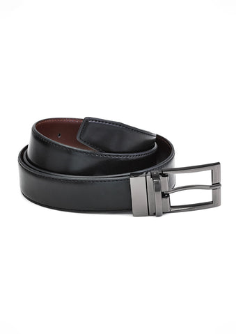 Leather Mens Reversible Belt Black/Brown front view